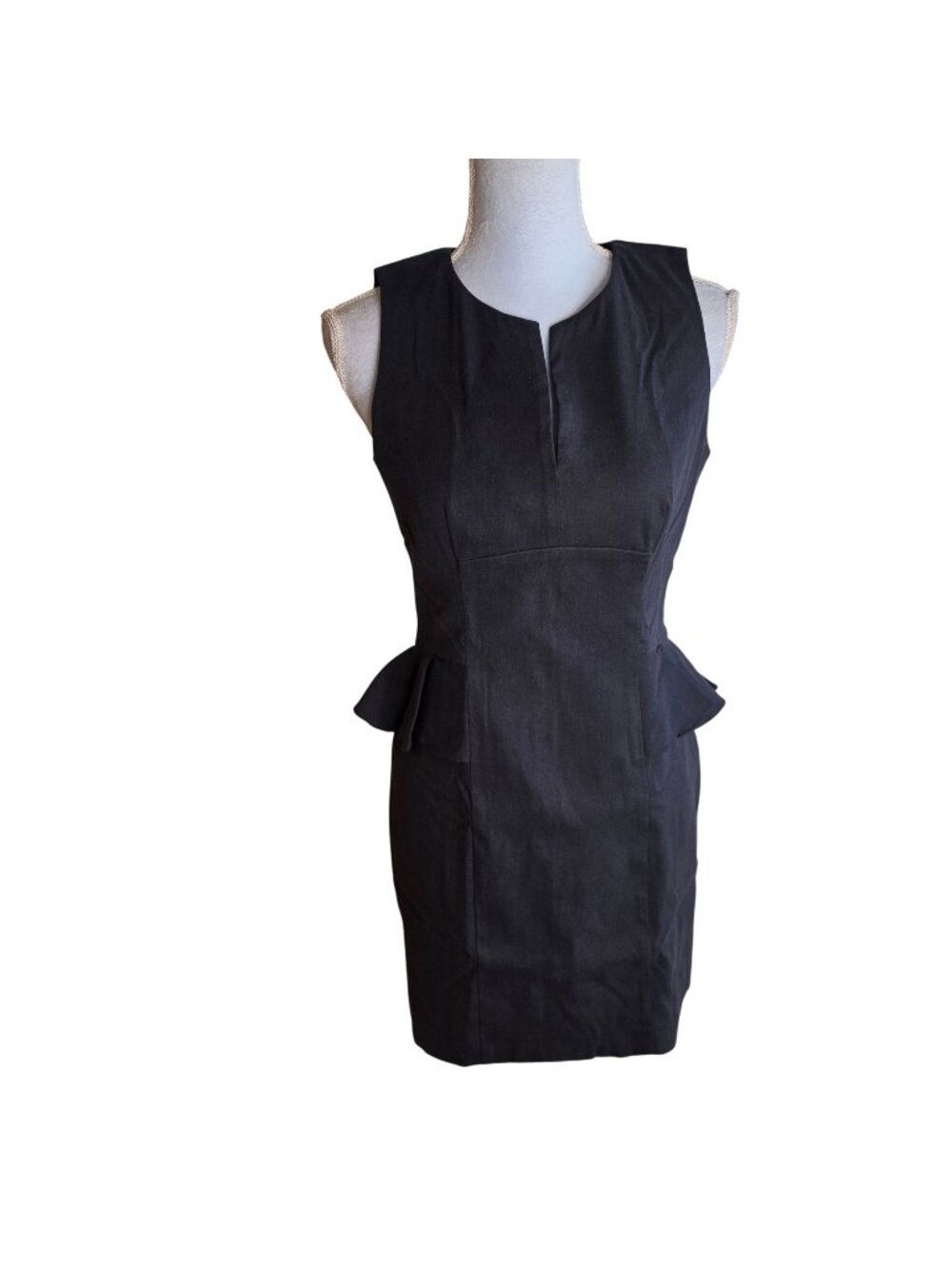 Rebecca Taylor Gray Peplum Sheath Dress Sleeveless Deep V Back Cocktail Sz 6